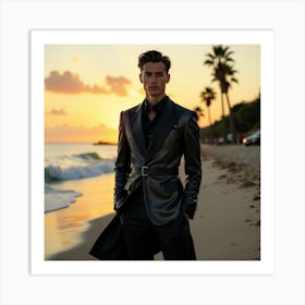 Man In A Suit On The Beach 1 Art Print