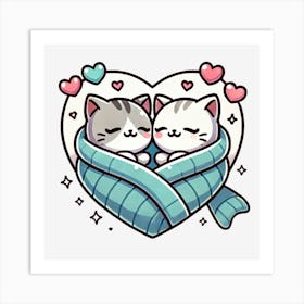 Valentine's Day Lovely Cat Couple 32 Art Print