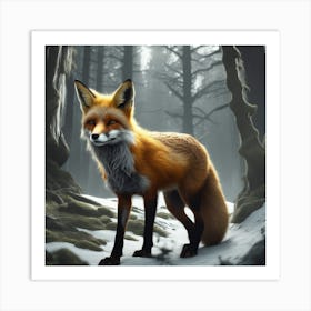 Fox In The Woods 30 Art Print