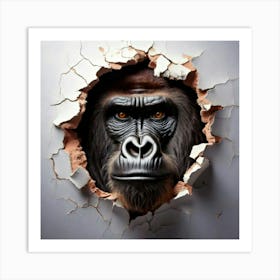 Firefly Intense Gorilla Face Emerging From Ripped Paper 38641 (2) Art Print