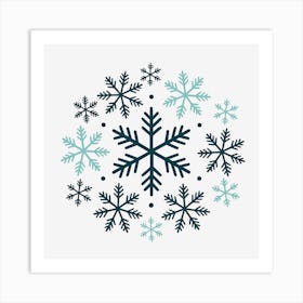 Snowflakes In Blue Blends Art Print