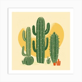 Rizwanakhan Simple Abstract Cactus Non Uniform Shapes Petrol 58 Art Print