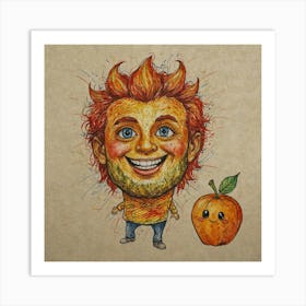 Man And An Apple Art Print