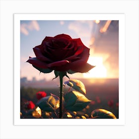 Sunset Rose Art Print