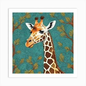 Abstract Pattern Of A Giraffe With Its Head In The Tress art print 2 Art Print