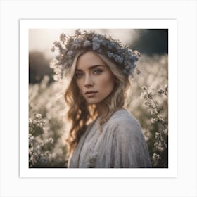 Portrait Of A Girl In A Field Art Print