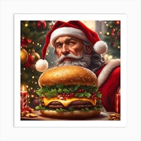 Santa Claus and a Burger Art Print