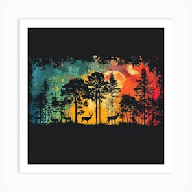 Deer In The Forest 1 Art Print