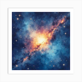 Celestial Painting Of Cosmic Wonder In Watercolor 1 Art Print