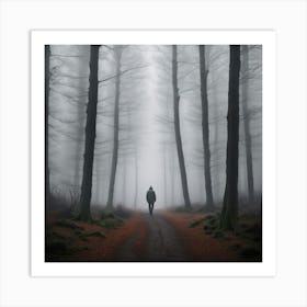 Man Walks Through A Forest Art Print