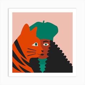 Cat Magic Square Art Print