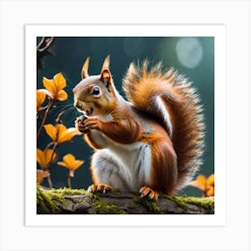 Squirrel In Autumn 6 Art Print