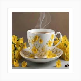 Yellow Flowers In A Cup Art Print