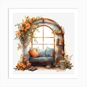 Roses And Books Art Print