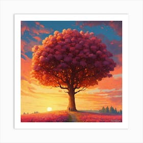 Sunset Tree Art Print