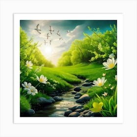 A Stunning Illustration Of A Vibrant Green Spring Wkh Voeqt3s1q8krgoldrw Vlyrqmzktu Lkqnqzrbboa Art Print