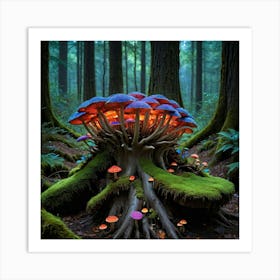 Fungus Forest Mushroom Fireworks Art Print