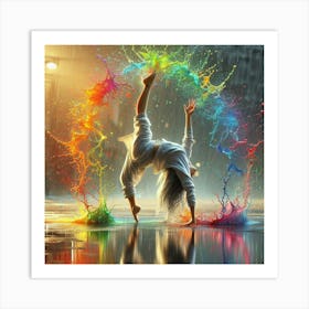 Colorful Dancer In The Rain Art Print