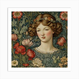 Girl With Flowers 3 Art Print