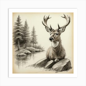 Deer Drawing 39 Art Print