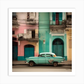 Old Car In Cuba Art Print