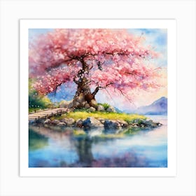 Japanese Sakura In Island 1 Art Print