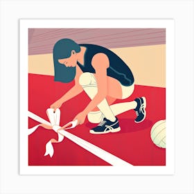 Volleyball Girl Square Art Print