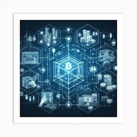 Bitcoin And Blockchain Art Print