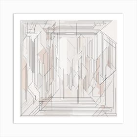 Minimalism Masterpiece, Trace In Geometrie + Fine Gritty Texture + Complementary Pastel Scale + Abst (2) Art Print