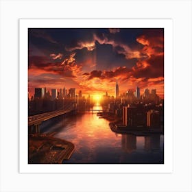 Sunset Over The City Art Print