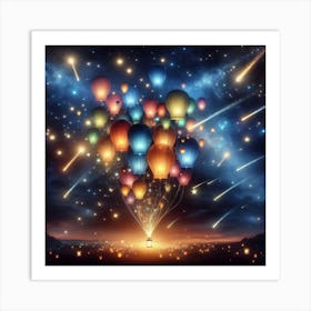 Hot Air Balloons In The Sky Art Print