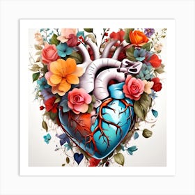 Heart With Flowers Art Print