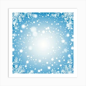 Template Snowfall Pattern Defocused Flier Holiday Frost Snowflake Fall Season Shine Blue (26) Art Print