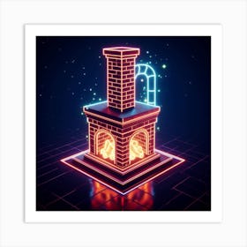 Neon Fireplace 3 Art Print