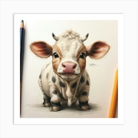 Cute Little Cow Art Print