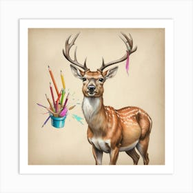 Deer Drawing 17 Art Print