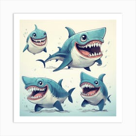 Cartoon Sharks 1 Affiche