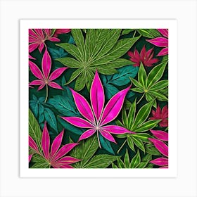 Seamless Pattern With Marijuana Leaves Art Print