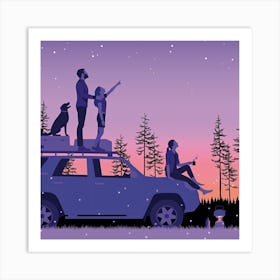 Summer Family Trip Square Art Print