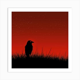 Silhouette Of Crow Art Print