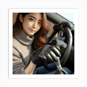 Asian Woman Driving A Car Art Print