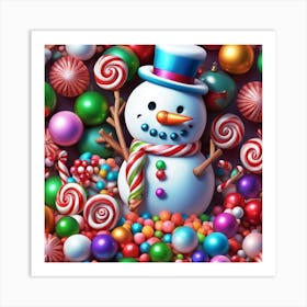 Christmas Snowman 2 Art Print