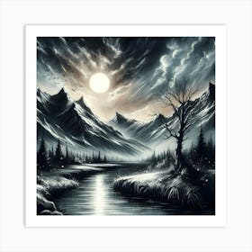 Dark Night In The Mountains Art Print