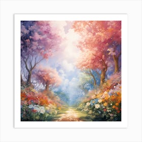 Garden of Vivid Hues: A Watercolour Tale Art Print