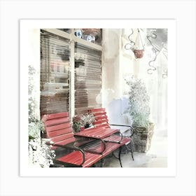 Watercolor Of A Cafe Art Print