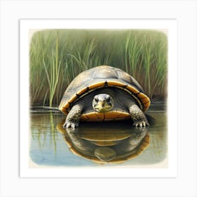 Turtle In Water 7 Art Print