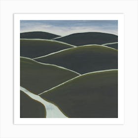 Rolling grass hills landscape painting Art Print