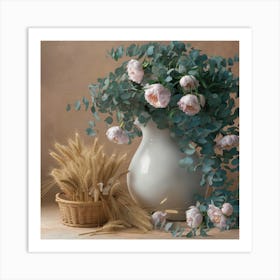 Peonies In A Vase Art Print