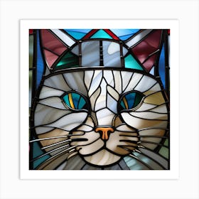 Cat, Pop Art 3D stained glass cat viking limited edition 8/60 Art Print