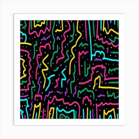 Neon Maze Abstract Art Print